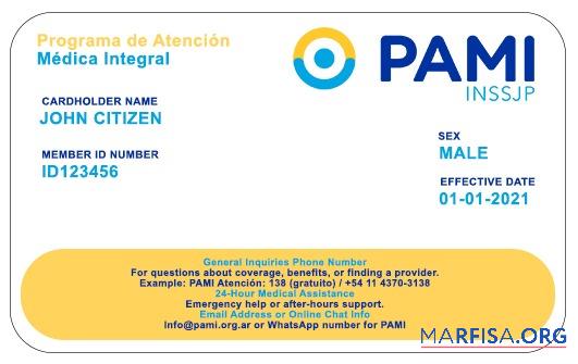 Blank Argentina PAMI health insurance card real example